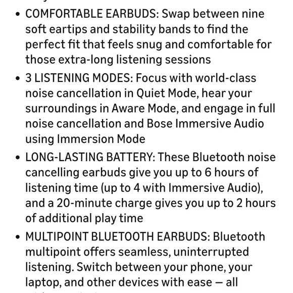 Bose Quiet Comfort Ultra White Smoke Wireless Earbuds - Picture 9 of 9